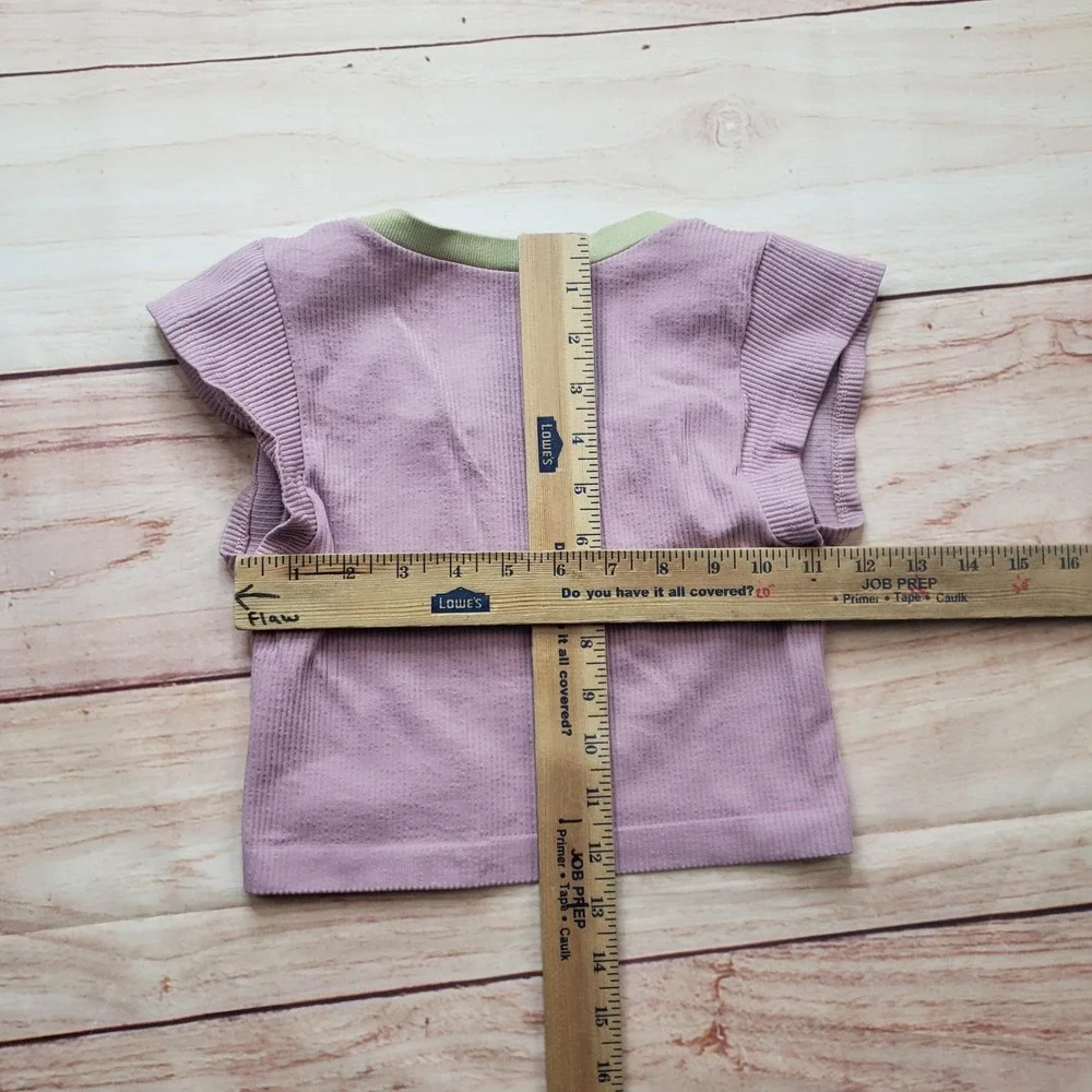 Out From Under Shirt Womens XS/S Pink Cropped V-Neck Tagless Stretch Slim Ladies